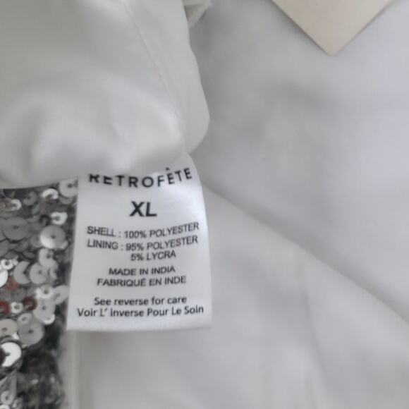 Retrofête White Silver Strapless Sequin Kameron Embellished Mini Dress XLarge - Picture 10 of 11